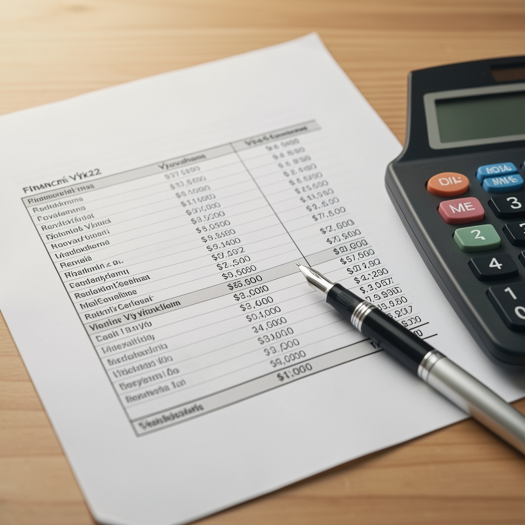 Detailní pohled na finanční výkaz s rozvahou, výsledovkou a výkazem peněžních toků na papíře